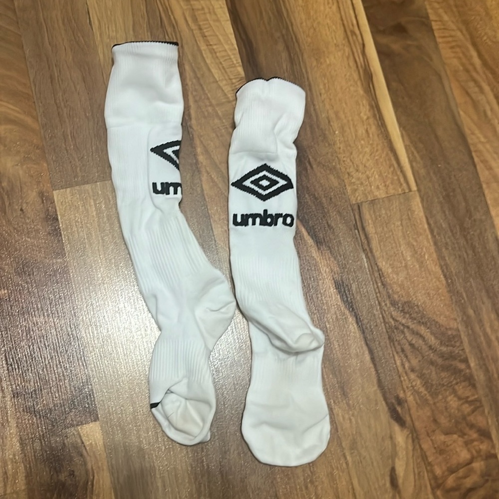 Umbro white toddler soccer socks never worn
